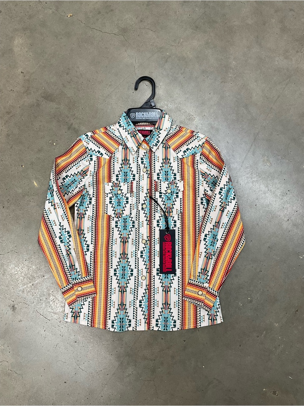 Rock & Roll Denim Kids Southwestern Button-Down Shirt - Turquoise Multi